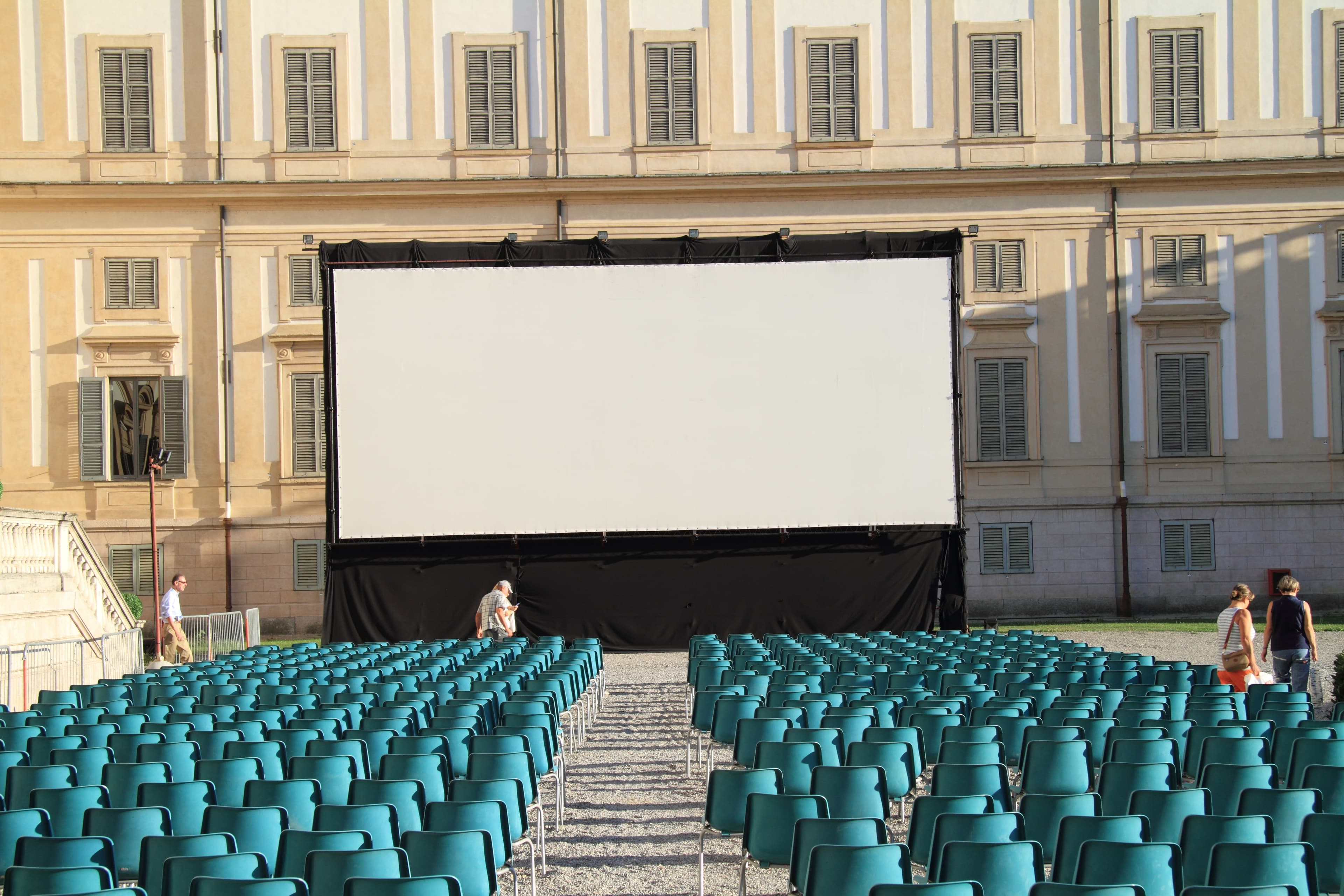 Large outdoor projection screen wide audience area